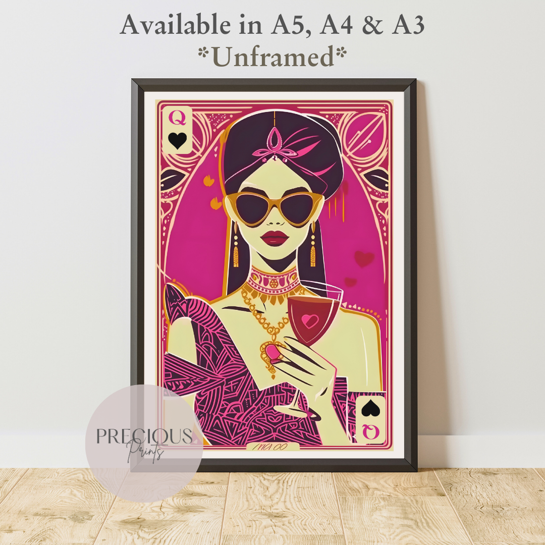 Queen of Hearts Preppy Print / Feminine Aesthetic Art / Trendy Wall Art