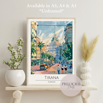 Albania, Tirana  Travel Print Poster / Vintage Wall Art / A5 A4 A3