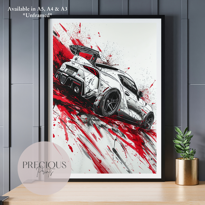 Toyota Supra Sports Car Wall Art Print Poster / A5 A4 A3 Unframed Classic Car