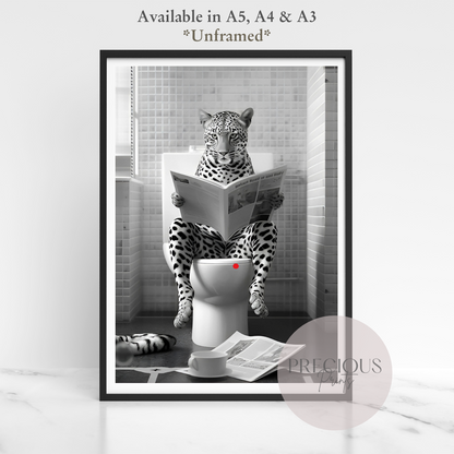 Cheetah on Toilet Funny Animal Print / Bathroom Humour / Funny Wall Art Print