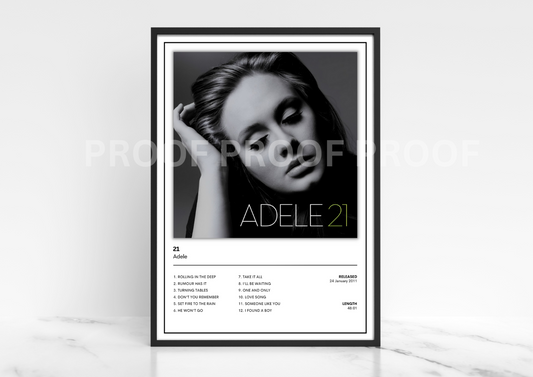 Adele 21 Album Cover Poster / Music Poster / Music Gift