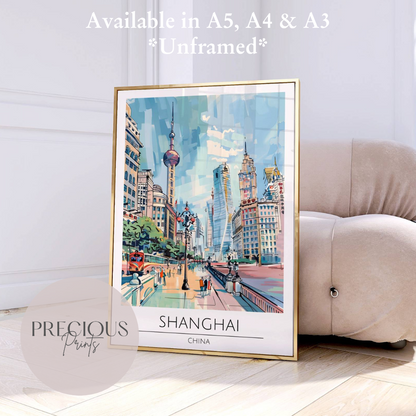 China - Shanghai Travel Print Poster / Vintage Wall Art / Giclee A5 A4 A3