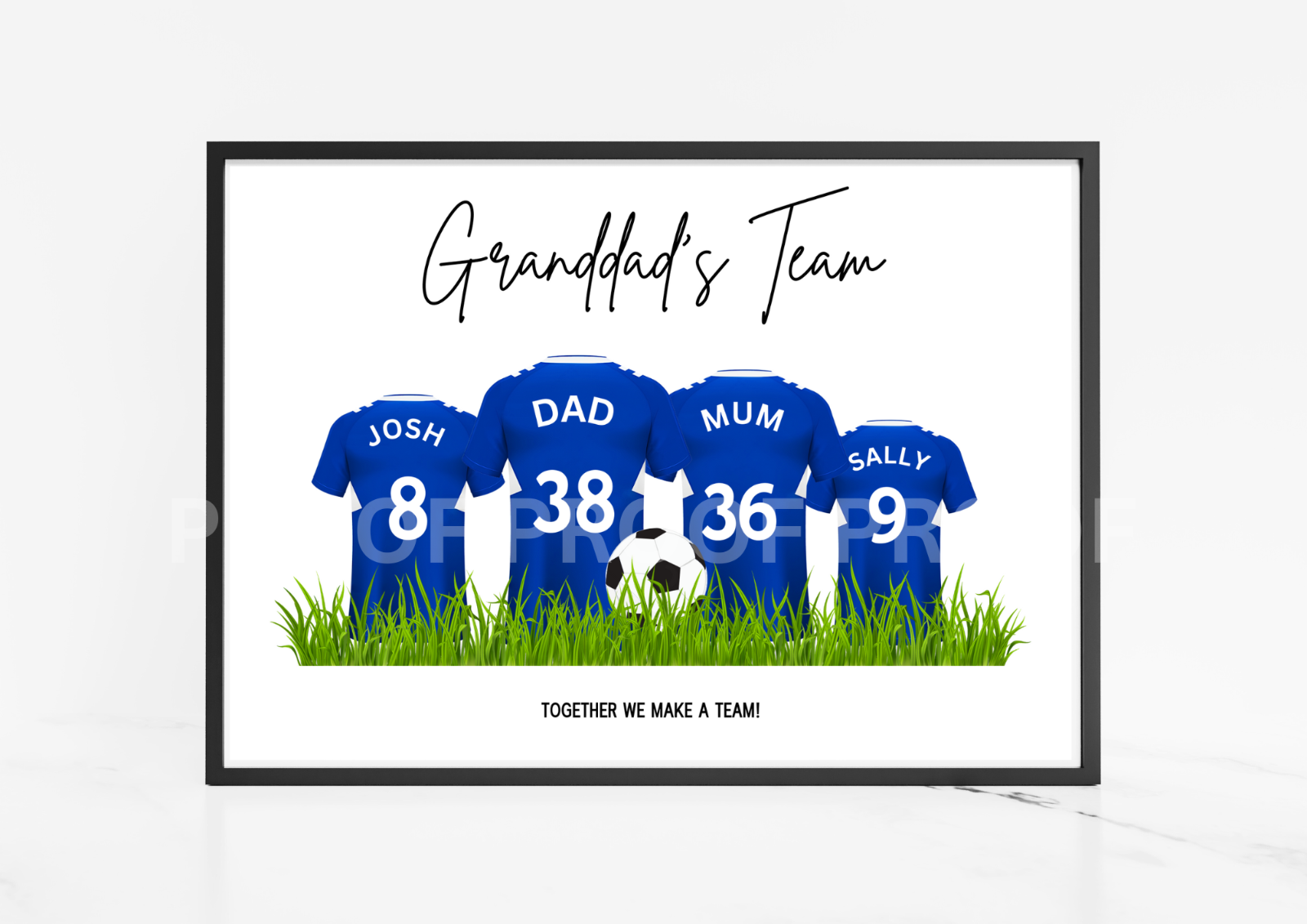 Personalised Football Family Print / Everton Family Print Mothers Fathers Day