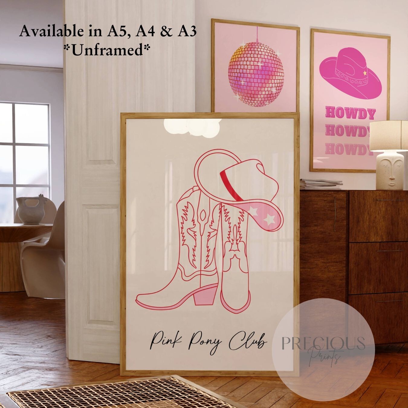 Pink Pony Club Preppy Poster / Trendy Wall Art / Pink Girly Art print / A5 A4 A3