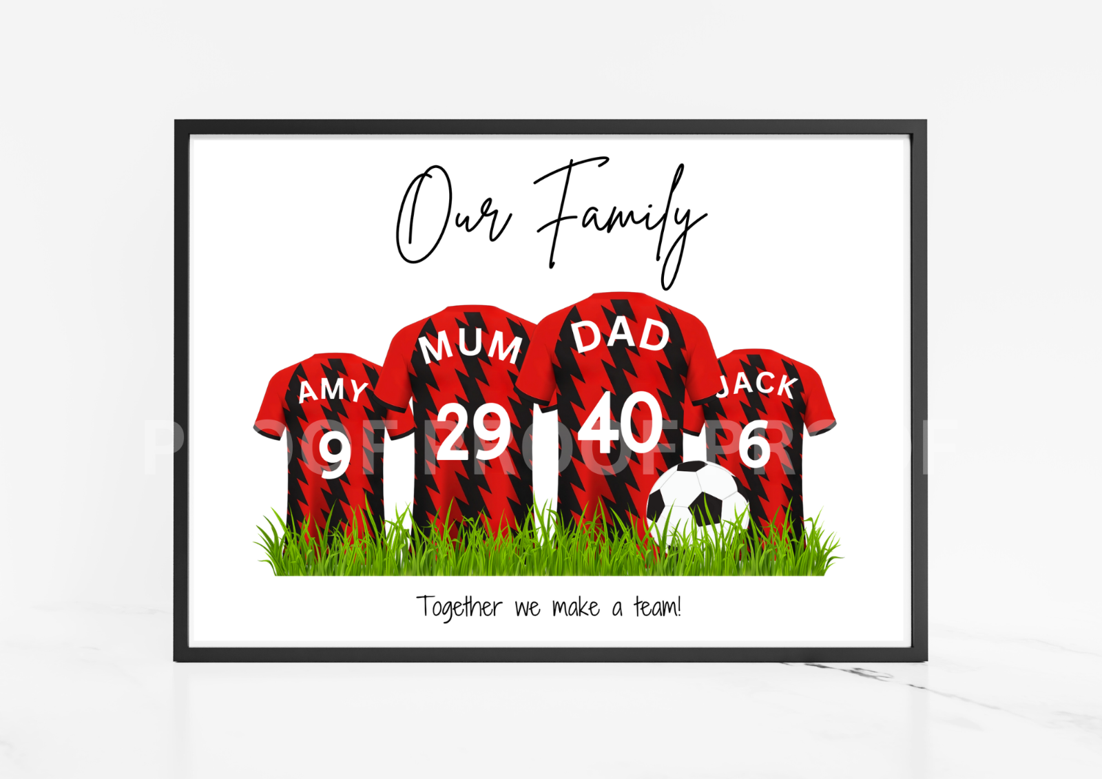 Personalised Football Family Print / Bournemouth FC Family Print A5 A4 A3
