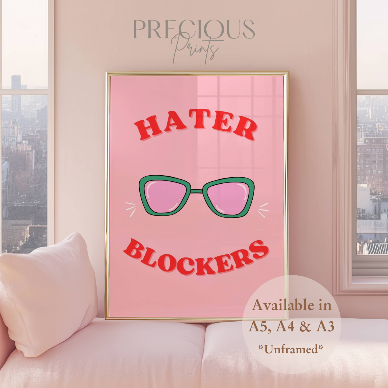 Hater Blockers Funny Preppy Art Poster / Humour / Pop Art / Trendy A5 A4 A3