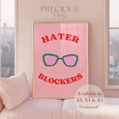 Hater Blockers Funny Preppy Art Poster / Humour / Pop Art / Trendy A5 A4 A3