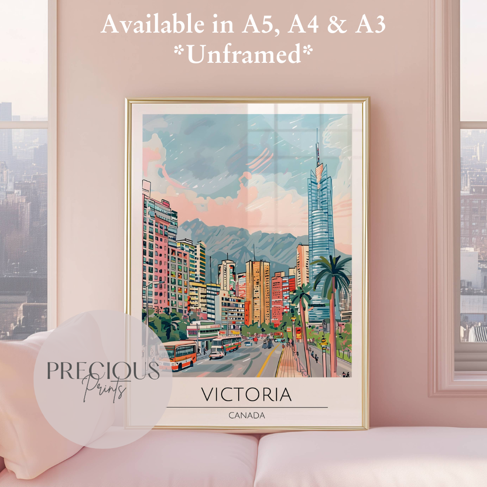 Canada, Victoria Travel Print Poster / Vintage Wall Art / A5 A4 A3 / Unframed