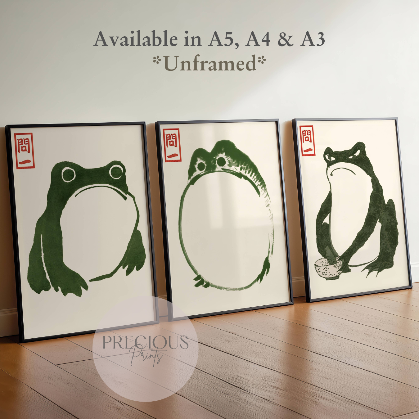 Set of 3 Japanese Hoji Frog Prints / Matsumoto Hoji Print / A5 A4 A3 Unframed