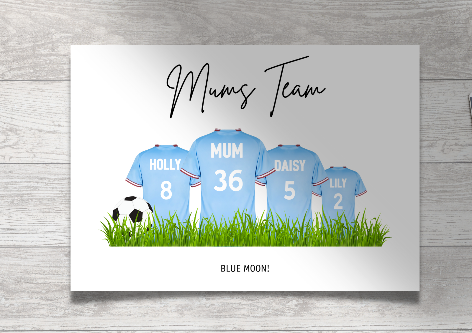 Personalised Football Family Print / MCFC Family Print / Manchester City Print