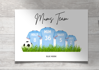 Personalised Football Family Print / MCFC Family Print / Manchester City Print