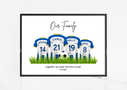 Personalised Football Family Print / Brighton Family Print A5 A4 A3