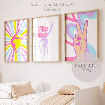 Set of 3 Gymnastics Preppy Poster / Trendy Glam Wall Print / Girls Bedroom