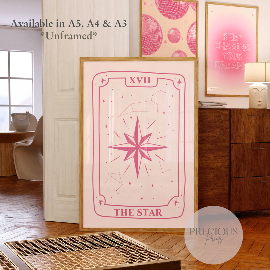 The Star Tarot Poster / Pink Preppy Poster / Trendy Poster / A5 A4 A3 / Unframed