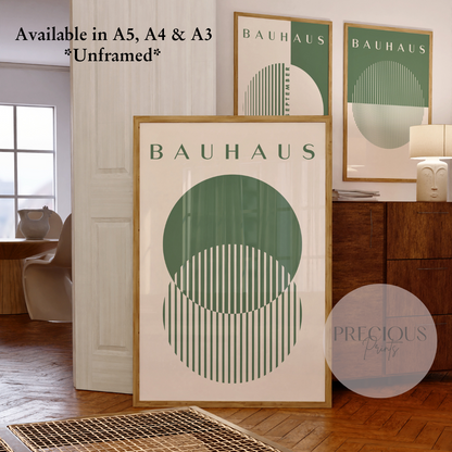 Set of 3 Bauhaus Prints A5 A4 A3 Art Exhibition Sage Green Poster