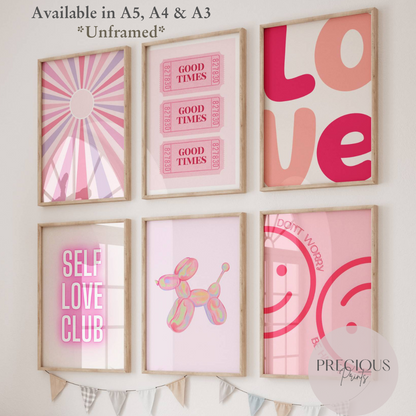 Set of 6 Preppy Wall Prints / Tween Girls Poster / Trendy Wall Decor / Unframed