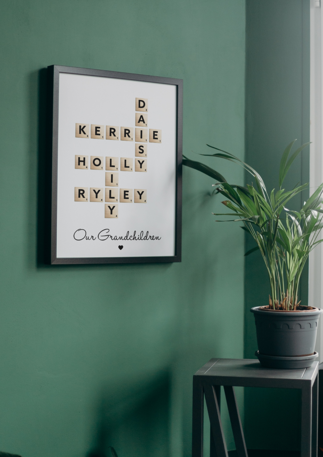 Personalised Scrabble Art Family Print Grandchildren Print Mothers Day A4 A3 A5