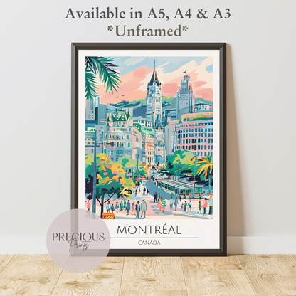 Canada, Montreal Travel Print Poster / Vintage Wall Art / A5 A4 A3