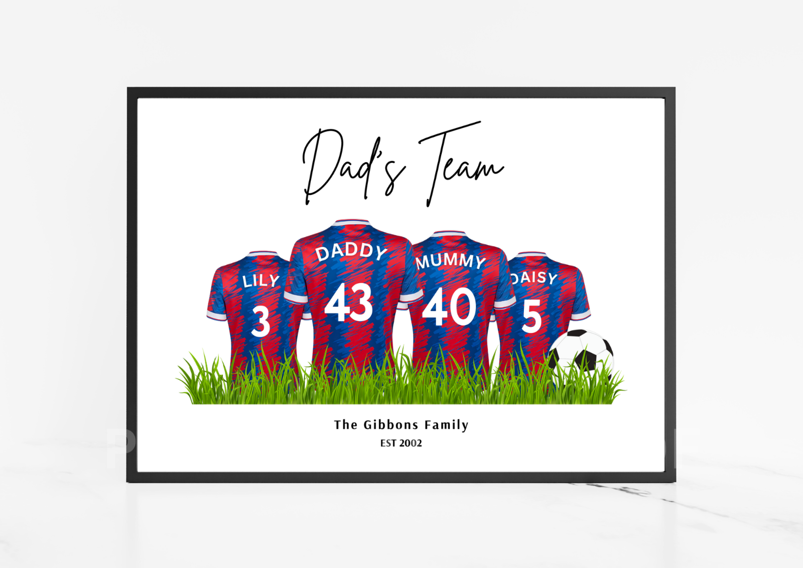 Personalised Football Family Print / Crystal Palace Family Print / A5 A4 A3