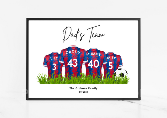 Personalised Football Family Print / Crystal Palace Family Print / A5 A4 A3