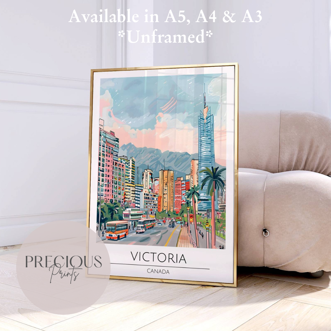 Canada, Victoria Travel Print Poster / Vintage Wall Art / A5 A4 A3 / Unframed