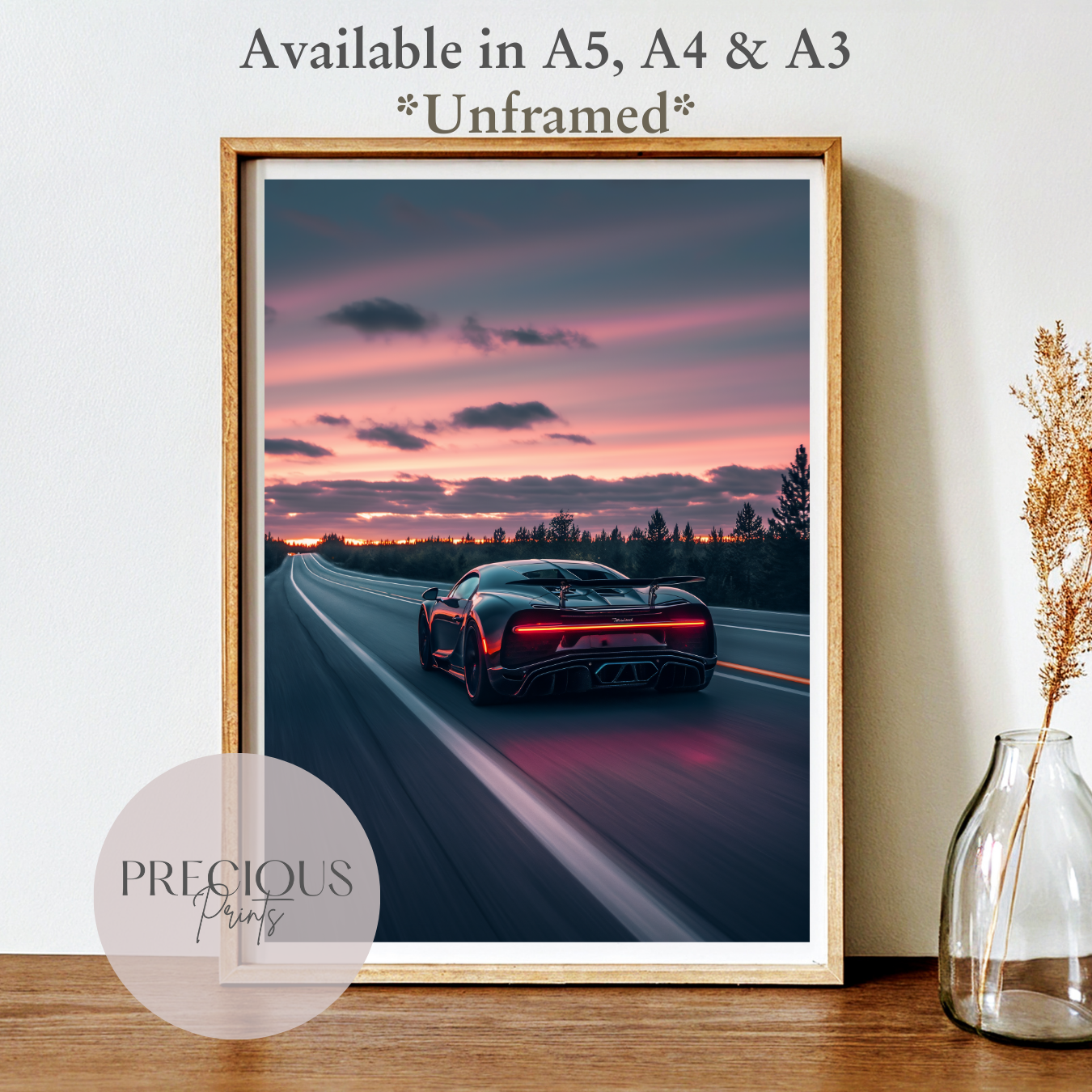 Bugatti Chiron Sports Car Wall Art Print Poster / A5 A4 A3 Unframed