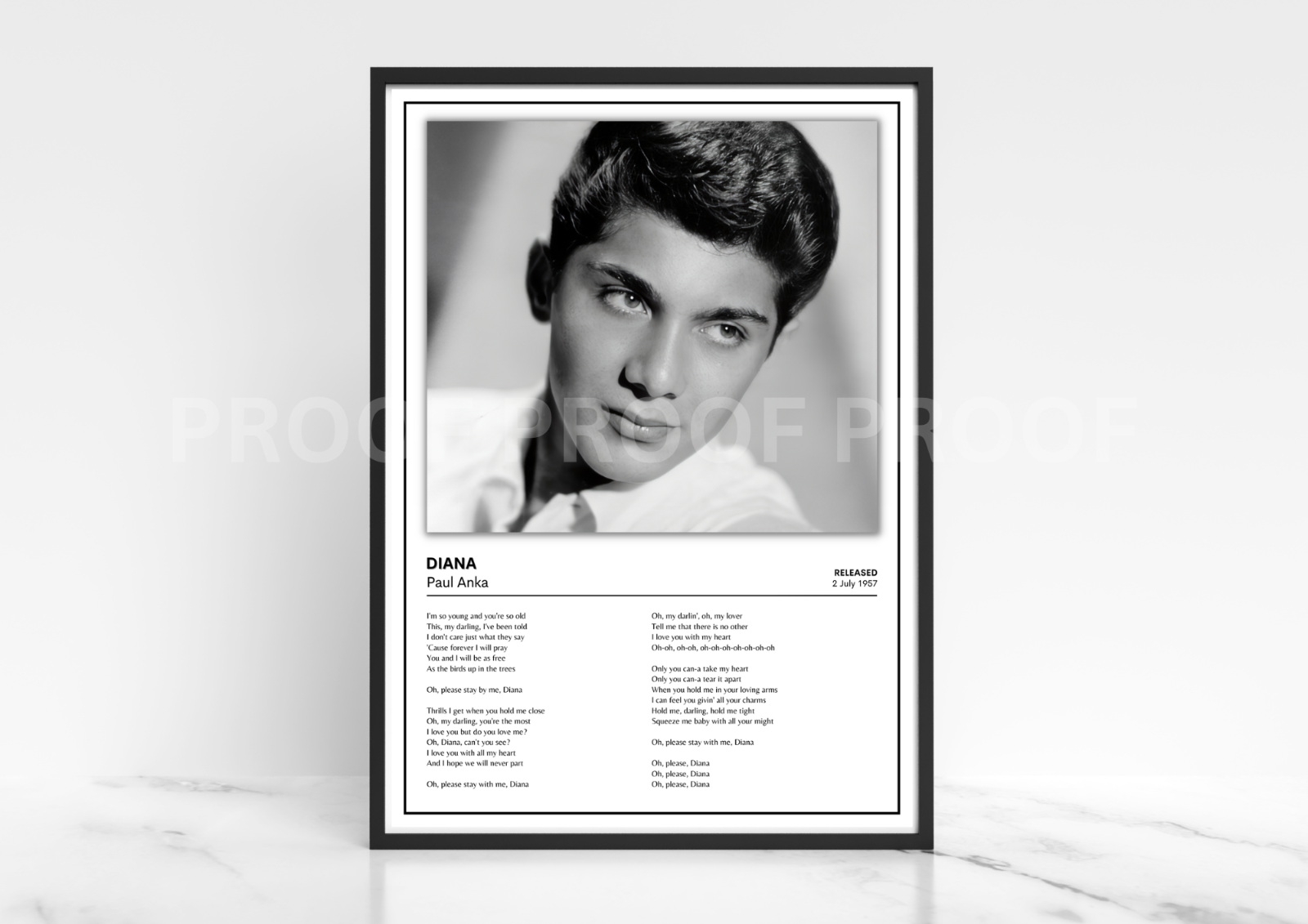 Paul Anka Diana Music Album Singles Cover Poster Music Gift A3 A4 A5