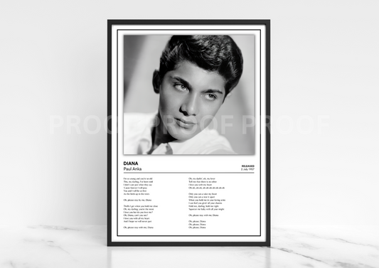 Paul Anka Diana Music Album Singles Cover Poster Music Gift A3 A4 A5