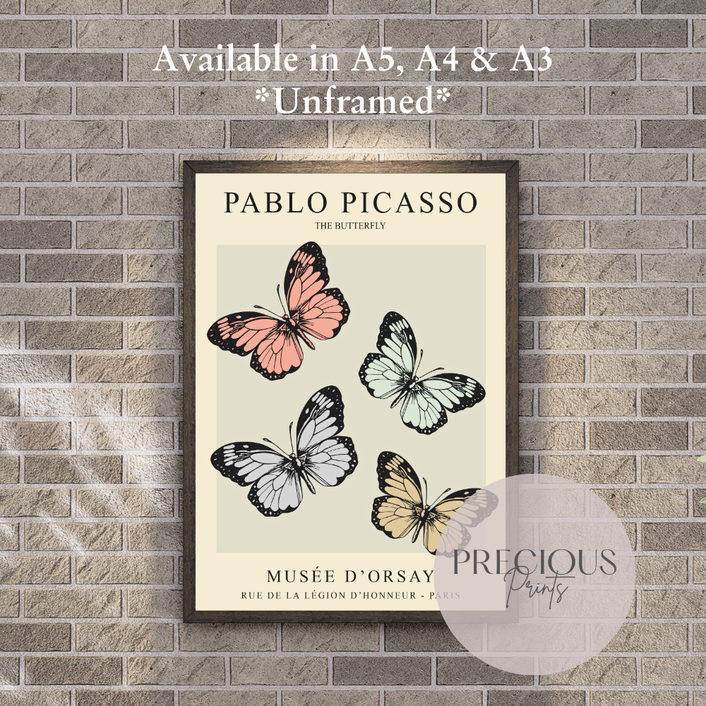 Picasso ''The Butterfly'' Exhibition Print / Vintage Gallery Wall Art