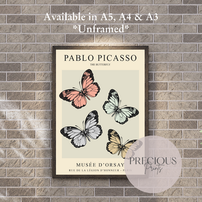 Picasso ''The Butterfly'' Exhibition Print / Vintage Gallery Wall Art