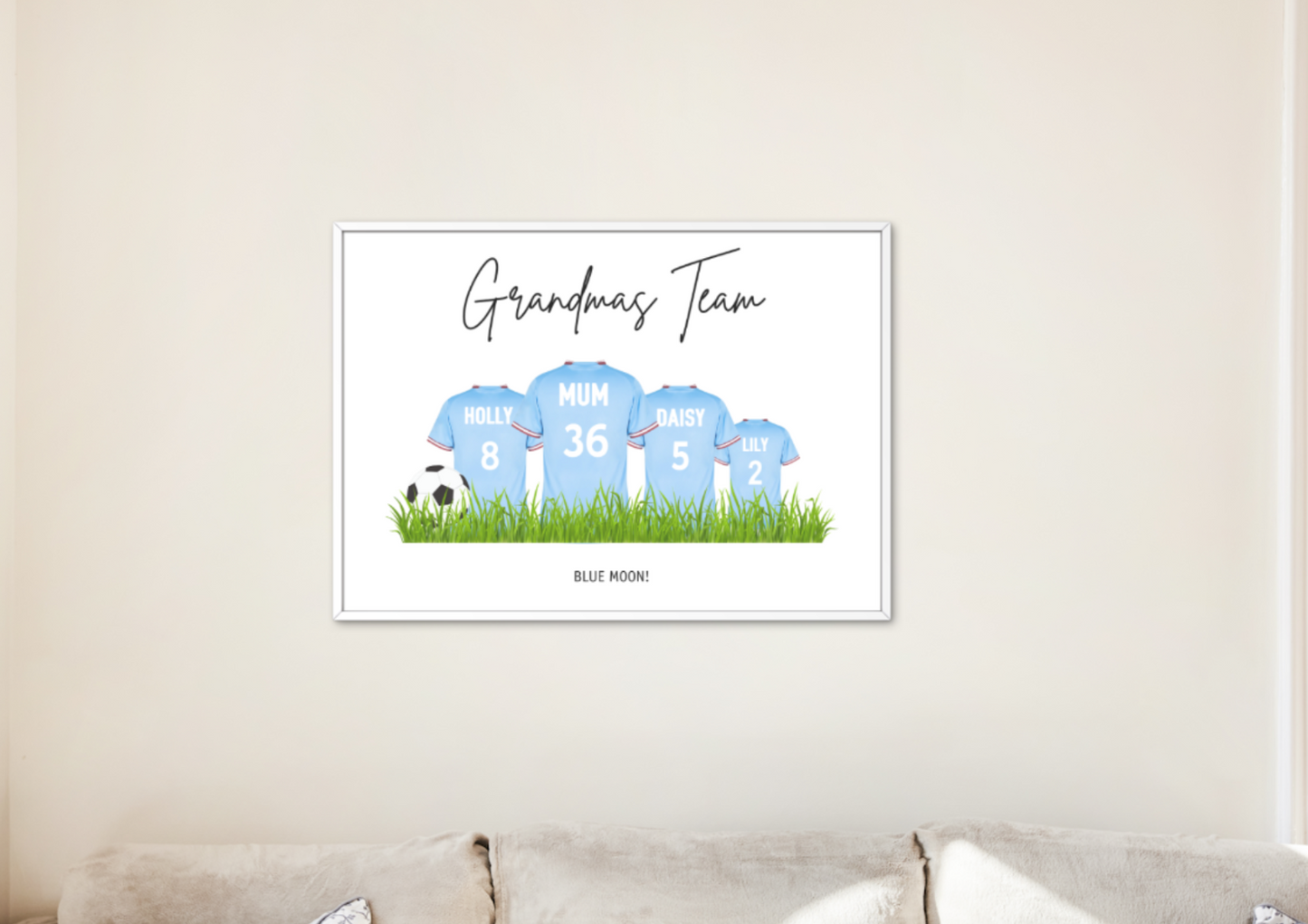 Personalised Football Family Print / MCFC Family Print / Manchester City Print
