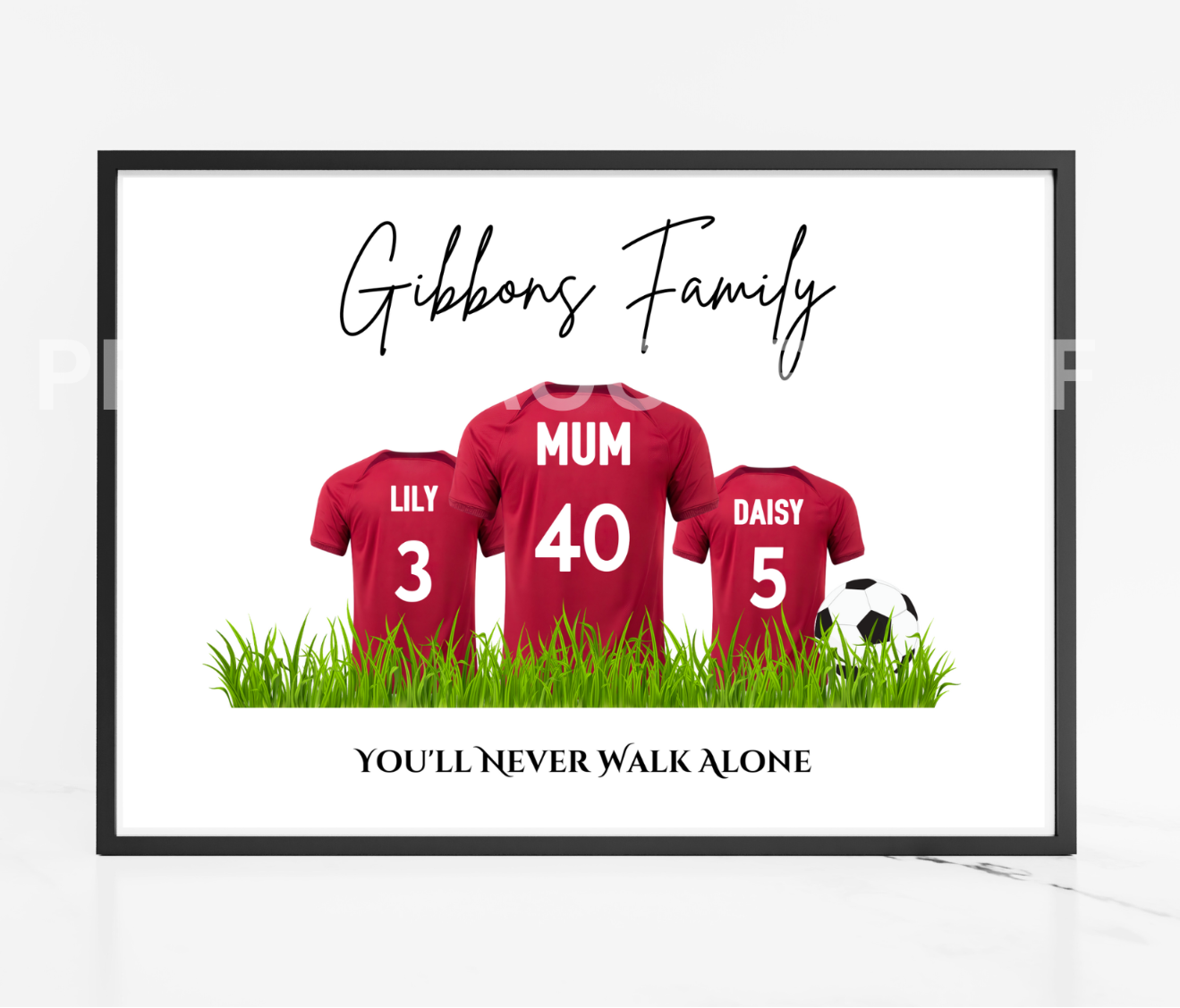 Personalised Liverpool FC Football Family Print / Mothers Day Fathers Day A5 A4