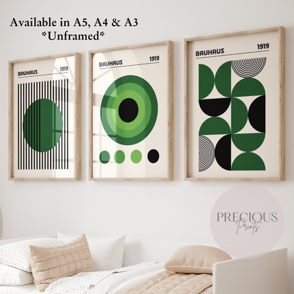 Set of 3 Bauhaus Prints A5 A4 A3 Art Exhibition Sage Green Poster
