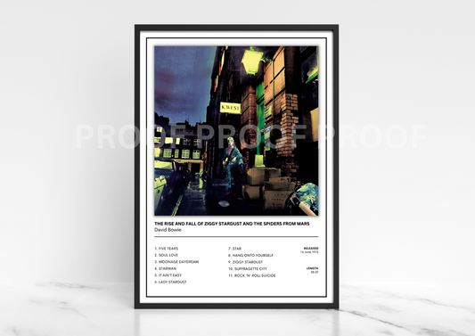 David Bowie Rise And Fall of Ziggy Stardust Album Cover Poster / Music Poster
