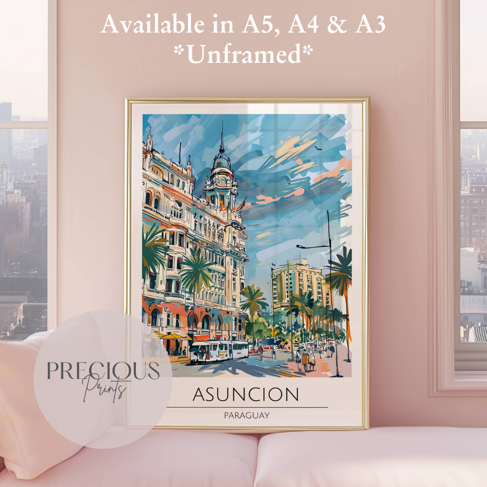Paraguay, Asuncion Travel Print Poster / Vintage Wall Art / A5 A4 A3 / Unframed