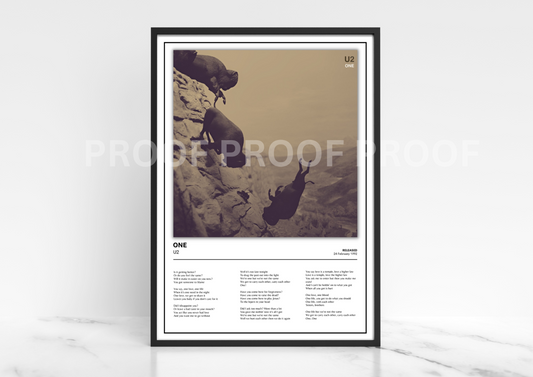 U2 One Album Single Cover Poster / Music Poster / Music Gift / Music Legends