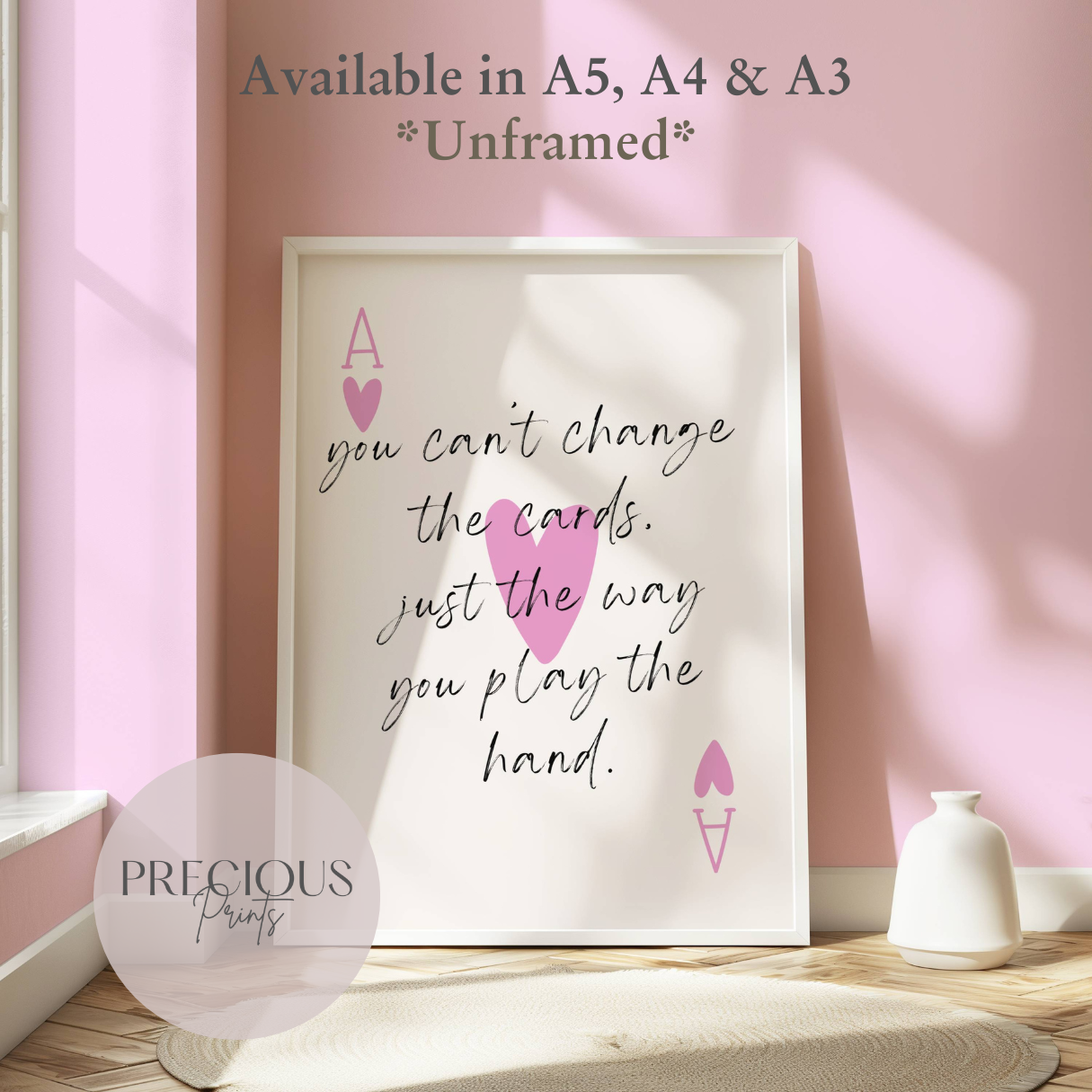 Preppy Positive Inspirational Playing Cards Print / Trendy Wall Art Poster