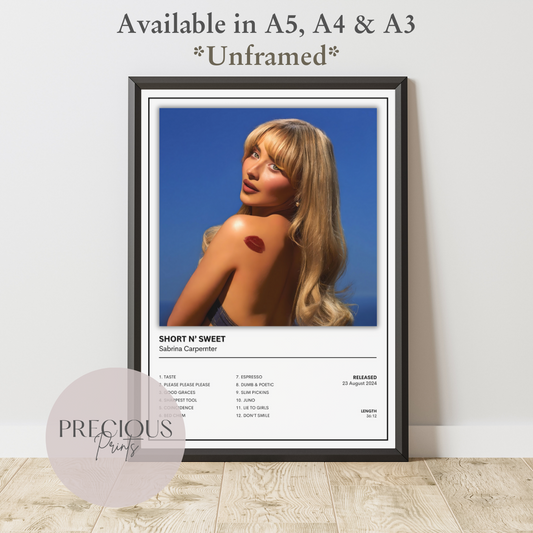 Sabrina Carpenter Short N Sweet Album Music Poster Print A5 A4 A3 Unframed
