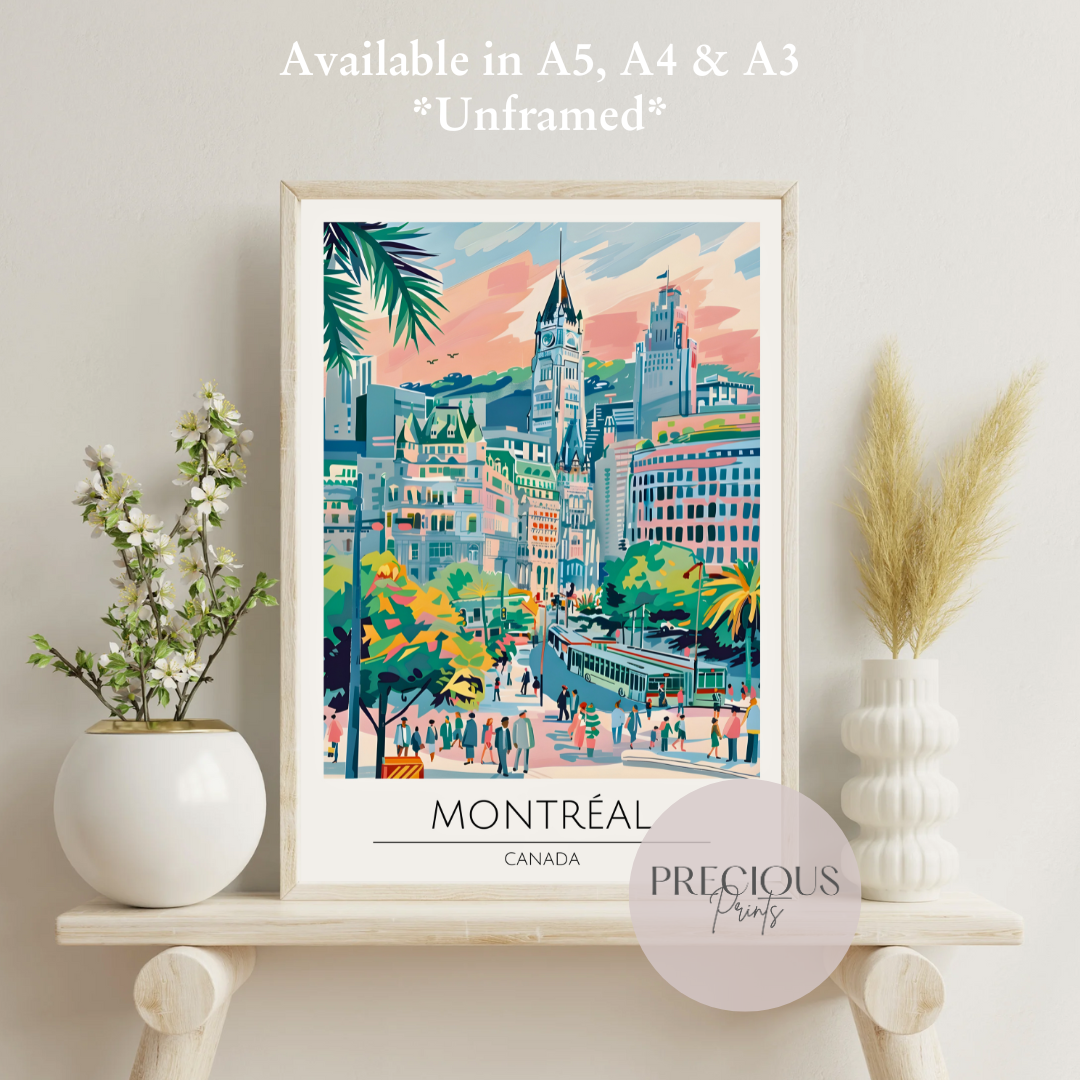 Canada, Montreal Travel Print Poster / Vintage Wall Art / A5 A4 A3