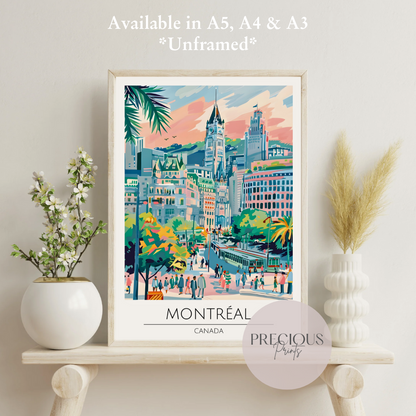 Canada, Montreal Travel Print Poster / Vintage Wall Art / A5 A4 A3