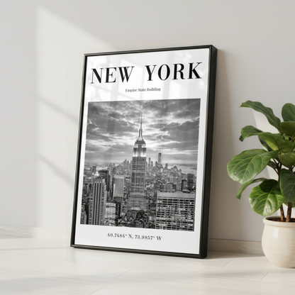 New York Empire State Building Monochrome Poster