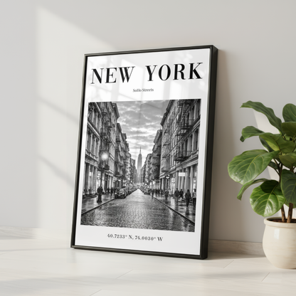 New York SoHo Streets Monochrome Poster