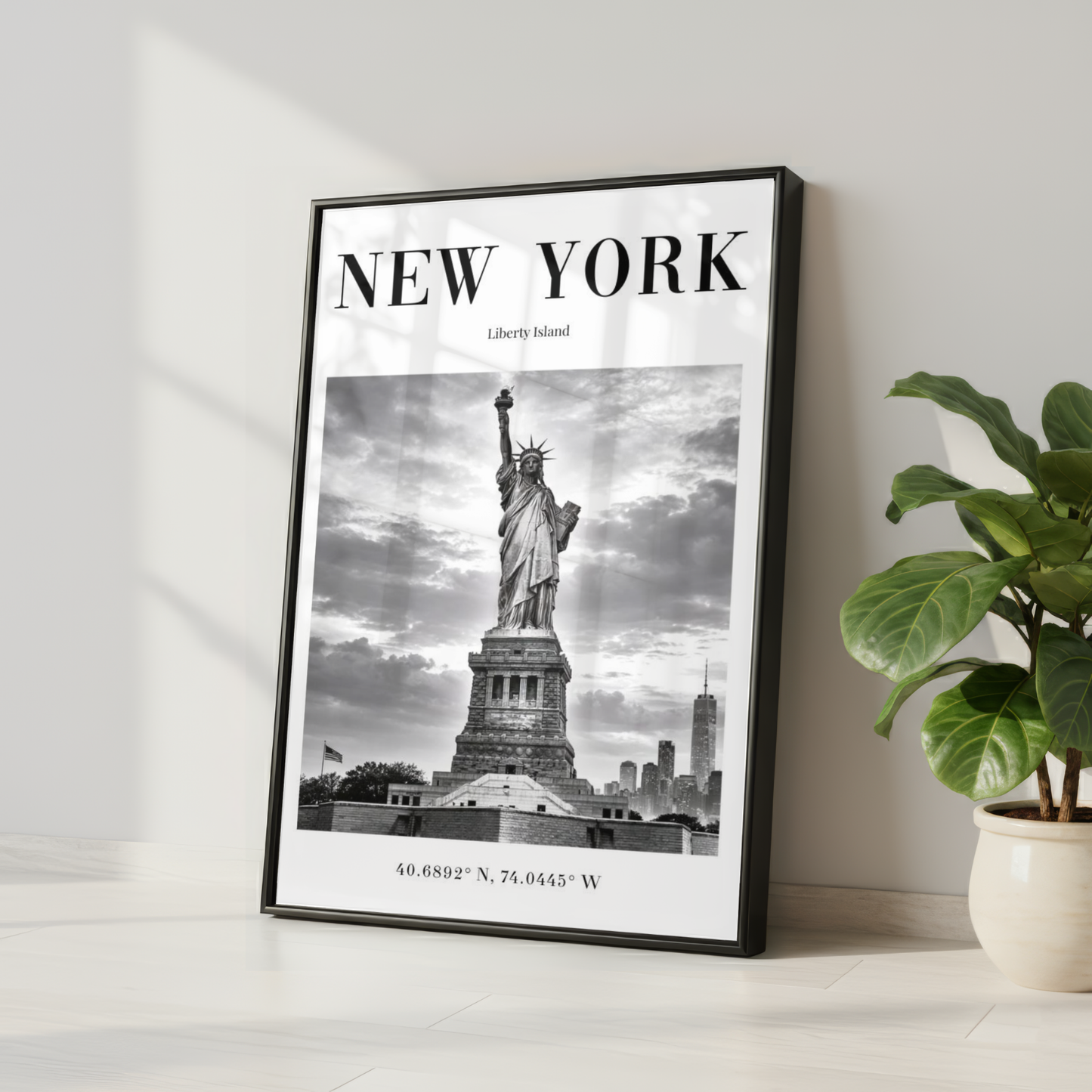 New York Statue of Liberty Monochrome Poster