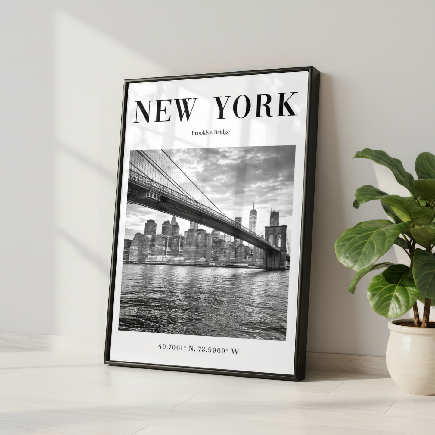 New York Brooklyn Bridge Monochrome Poster