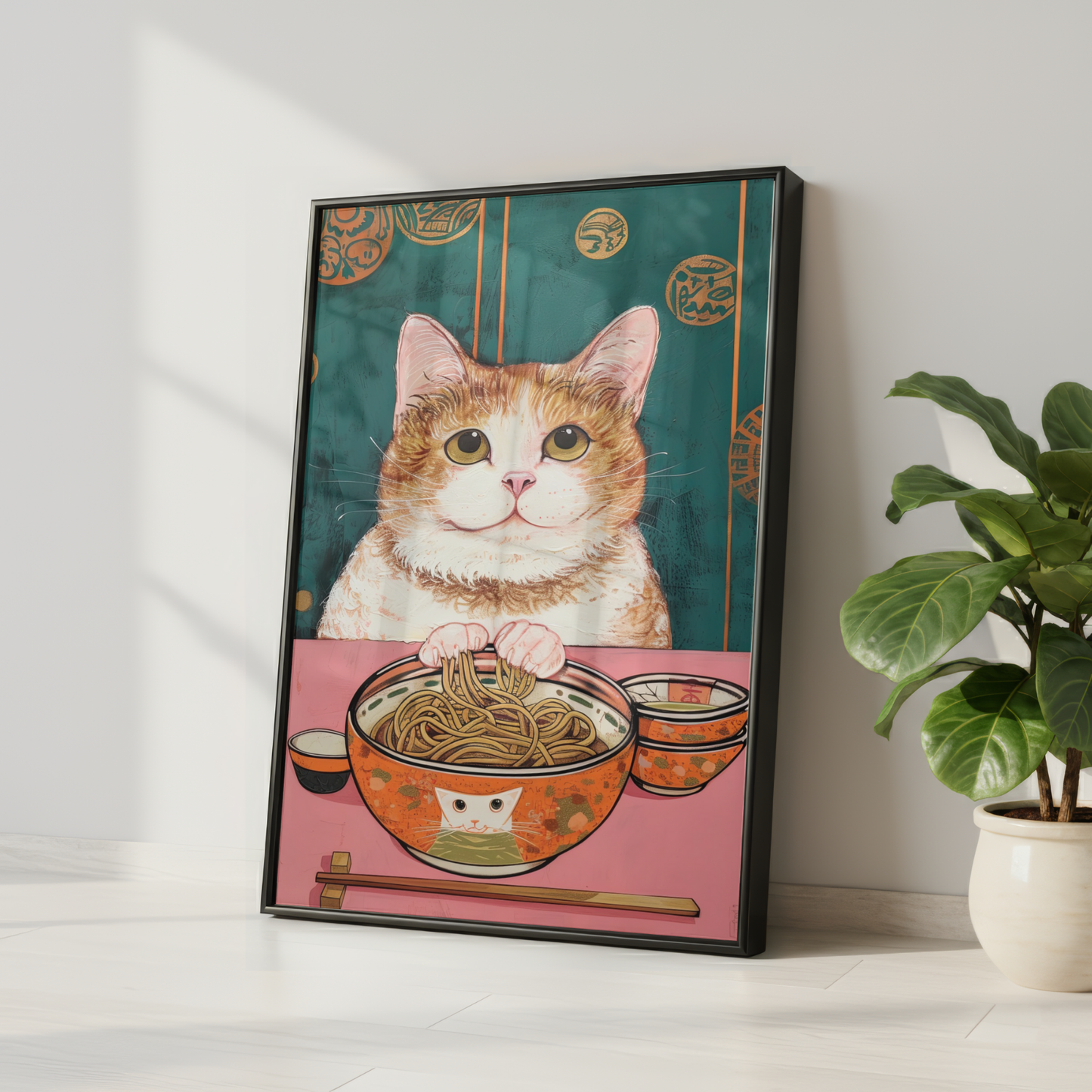 Cute Cat Noodle Print