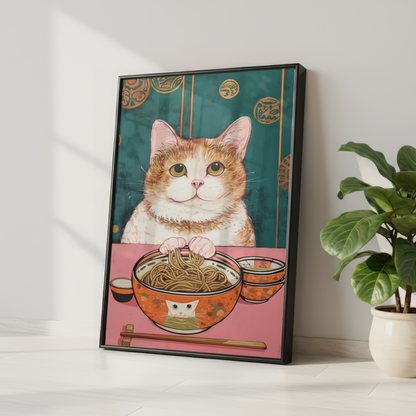 Cute Cat Noodle Print