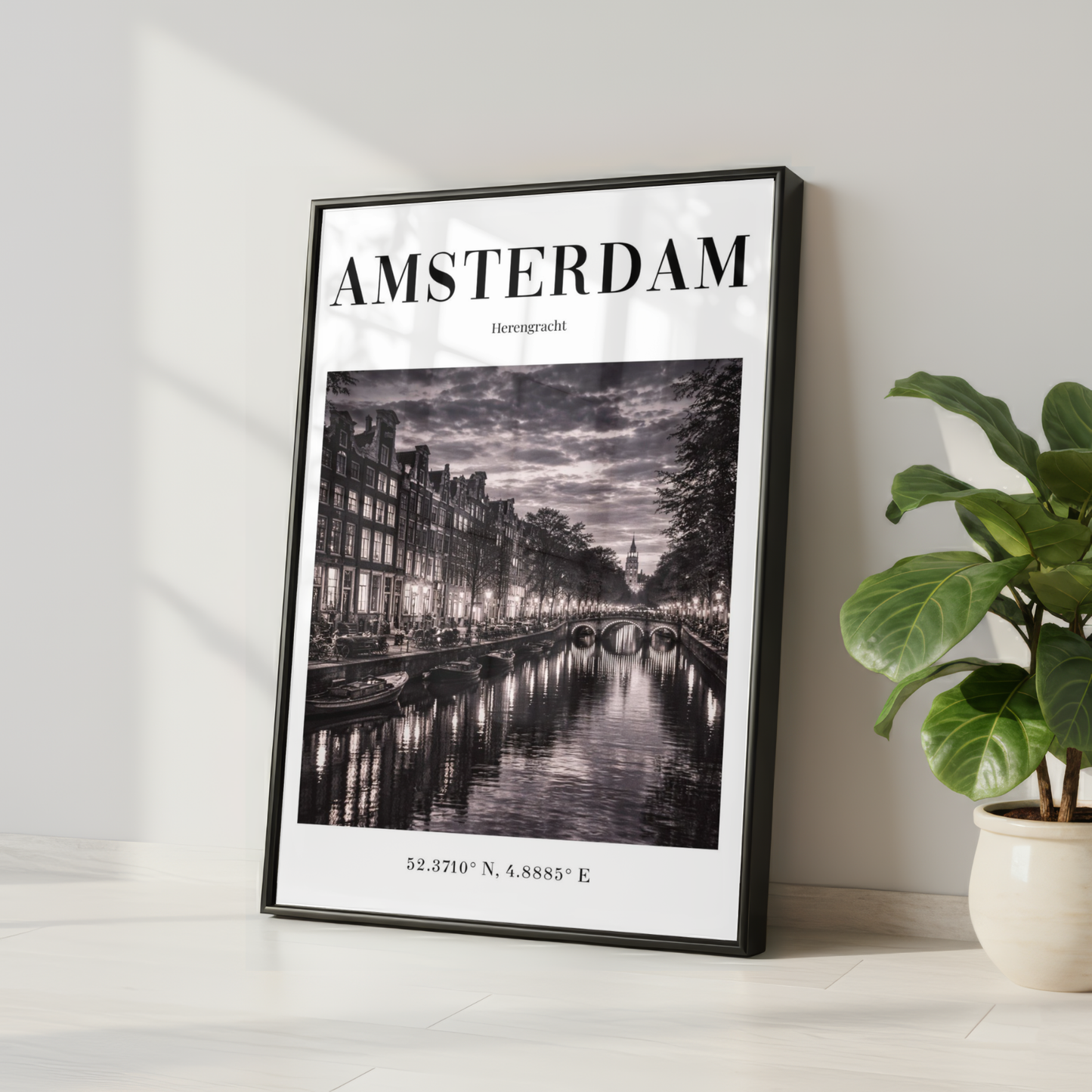 Amsterdam Herengracht Monochrome Poster
