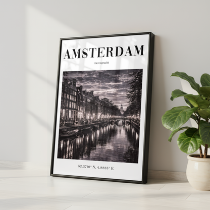 Amsterdam Herengracht Monochrome Poster