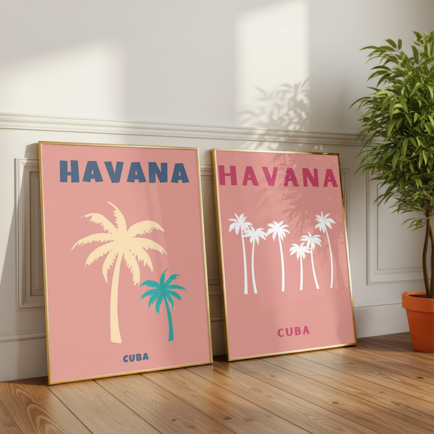 Havana Cuba Tropical Wall Art Set of 2