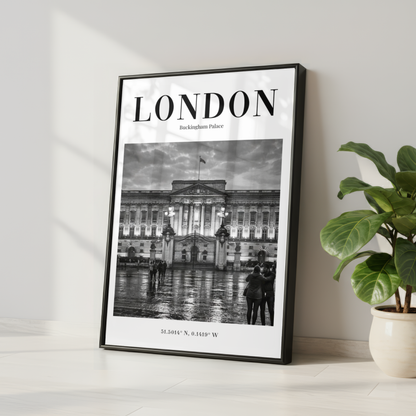 London Buckingham Palace Monochrome Poster
